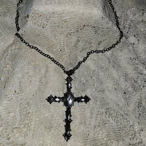 Black and Clear Cross Pendant necklace